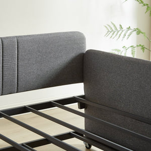 English Elm Daybed, Grey Metal Framed Sofa Bed with Twin Trundle, Durable Iron Frame, 6"-8" Mattress Fit, 78.4" W1162P214581