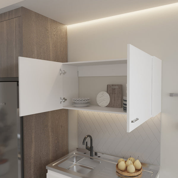 English Elm Wall Cabinet Fairwood White — Compact Engineered Wood Kitchen Storage with Two Shelves, Easy-Clean Finish B092P250511