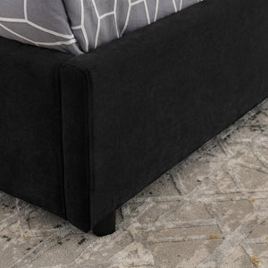 English Elm Queen Size Hydraulic Platform Bed With Storage, Upholstered Headboard & Stylish Chenille Fabric Finish W1413S00114-GIGA