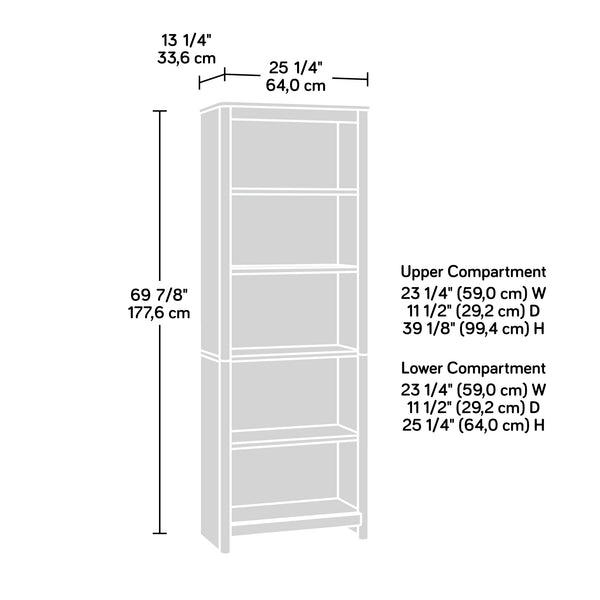 English Elm 5-Shelf Bookcase With Warm Brown Finish - Stylish, Adjustable, And Versatile Storage Solution For Any Space B356P402788