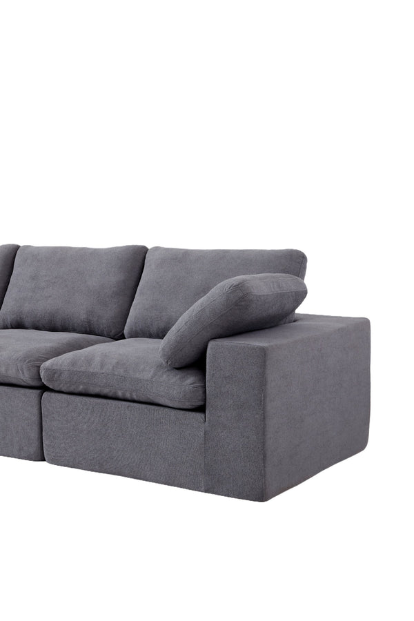 English Elm Chenille Oversized 3-Seater Sofa Couch with Double-Layer Plush Cushions, Ergonomic Arms & Lumbar Support W1960S00009