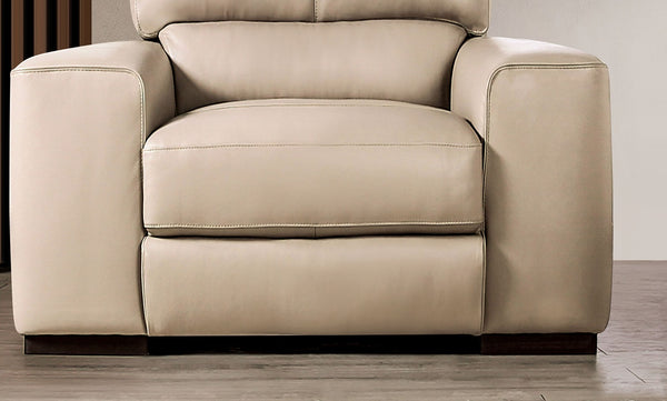 English Elm High Marsicano Chair Taupe Italian Leather, Tight Back, Track Arms, High-Density Foam, Wooden Legs, 42.5"W x 39"H B2741P380791