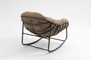 English Elm Outdoor Wicker Egg Rocking Chair Oversized Sculpted Rattan Lounge Porch Patio W640P395695