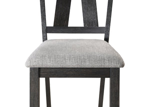 English Elm Cottage Transitional Dining Side Chair Set of 2 – Upholstered Wheat Seat, Charcoal Wood Finish, 39"H B011P290536