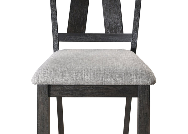 English Elm Cottage Transitional Dining Side Chair Set of 2 – Upholstered Wheat Seat, Charcoal Wood Finish, 39"H B011P290536