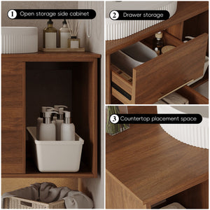English Elm Modern Floating Bathroom Vanity With Oval Sink & Soft-Close Drawers - Stylish Storage Solution! W3136S00022