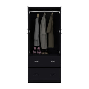 English Elm Taly Spacious 2-Door 2-Drawer Armoire with Laminated Particle Board Construction and Ample Storage Space Black 35.4 L x 23.6 W x 5.9 H B070S00238