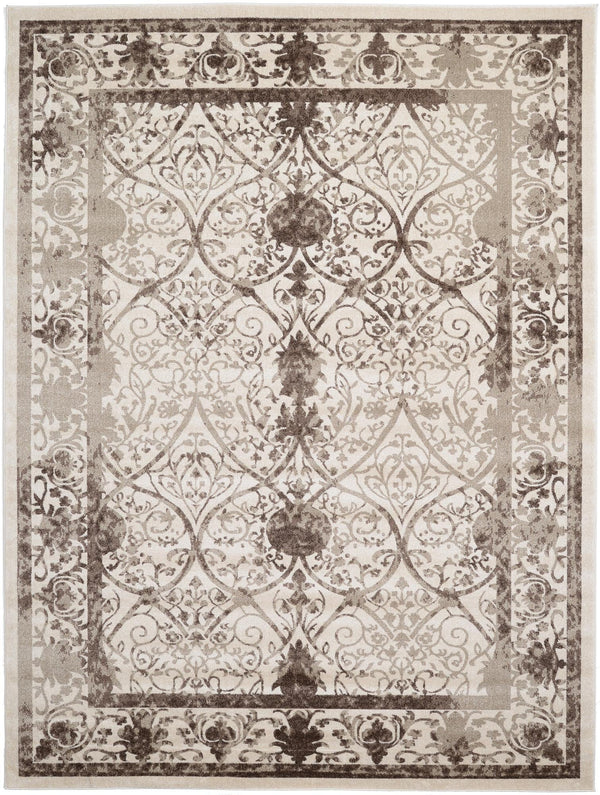 Unique Loom La Jolla Traditional Machine Made Floral Rug Beige, Beige/Brown/Ivory/Light Brown 9' 0" x 12' 0"