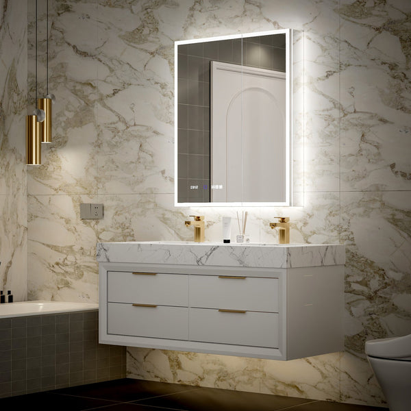 English Elm 30*36 Inch Led Medicine Cabinet with Anti-fog Gfci Outlet and Stepless Dimming Mirror W637P349415