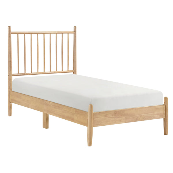 English Elm Mid-century Twin Platform Bed Natural Wood Vertical Slat Headboard Bedroom Frame B011P437952