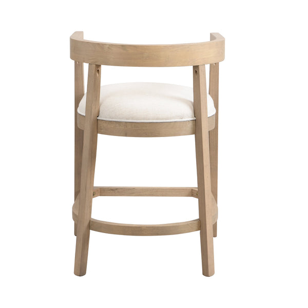 English Elm Christopher Knight Home® - Rubberwood Counter Stool Set of 2 with Upholstered U-Shaped Seats, Cutout Barrel Back, Eco Wood Finish Beige+Natural N771P197028A