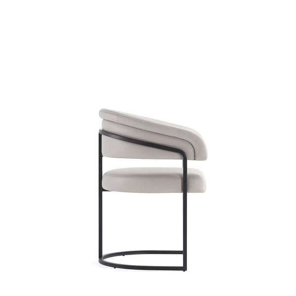 English Elm Augusta Metal Vegan Leather Dining Chair with Quilted Foam Padding and Matte Black Geometric Base LIGHT GREY B365P397772