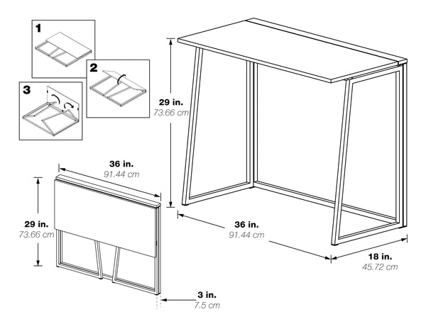 OSP Home Furnishings Contempo Toolless Folding Desk Ozark Ash