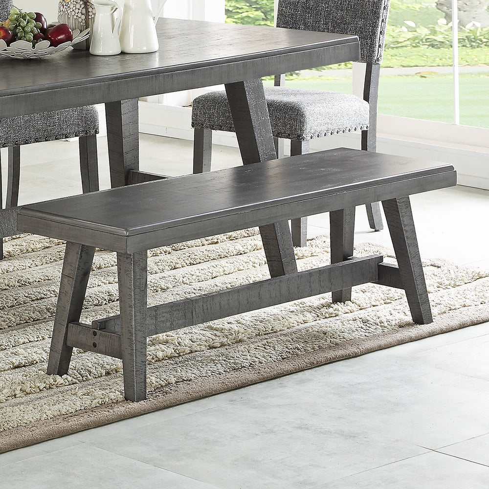 English Elm Contemporary Grey Birch Veneer Dining Bench with Rubberwood Legs for Modern Interiors B011P473687