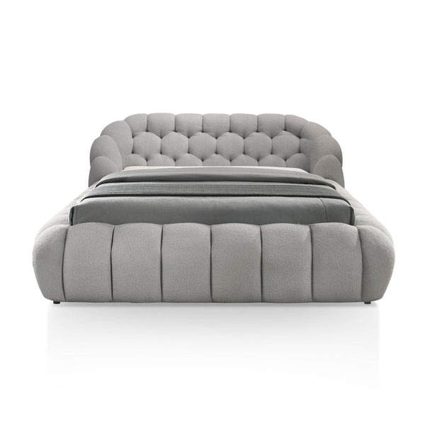 English Elm Modern Tufted Queen Platform Bed Upholstered Chenille Frame for Contemporary Bedroom Gray B2741S00825