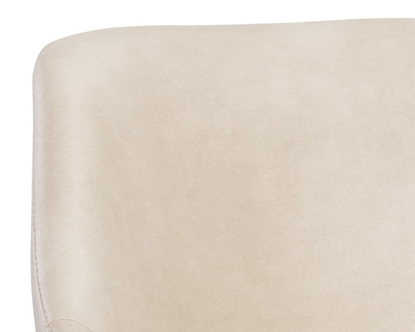 Sunpan Kace Mid-Century Counter Stool with Solid Rubberwood Legs and Stylish Brass Stainless Steel Stretchers Bravo Cream