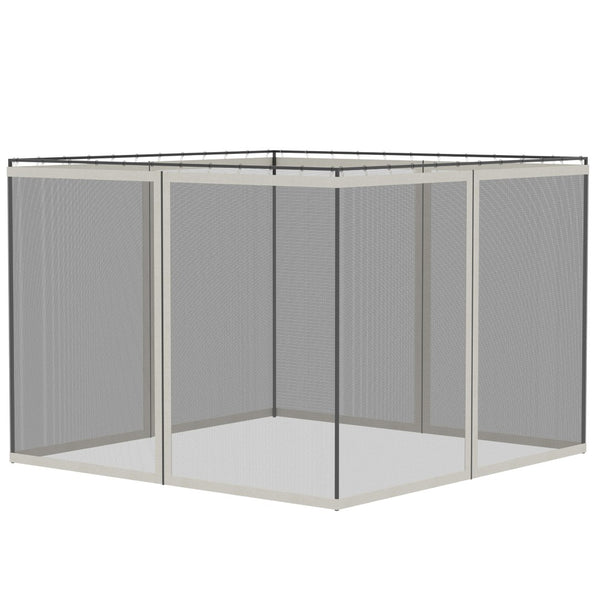 English Elm Outsunny 10' X 10' Replacement Mesh Sidewall Panels With Zippers For Gazebos, Easy Installation, White W2225P217254-GIGA