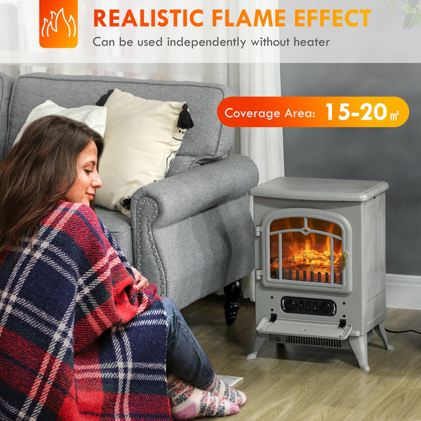 English Elm Homcom 22" Electric Fireplace Heater - Stylish Freestanding Stove With Realistic Led Flames & Safety Features W2225P249840