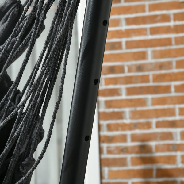 English Elm Outsunny Stylish Hammock Chair With Stand – Boho-Inspired Lounge With Headrest & Side Pocket, Dark Gray W2225P174051-GIGA