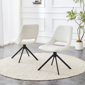 English Elm Dining Chairs Set Of 2 - Elegant Swivel Design With Scratch-Resistant Leather & Metal Frame, White W3493P347179