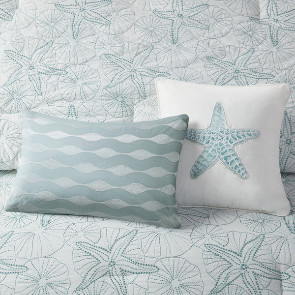 English Elm Comforter Harbor House Maya Bay Full Set - Seafoam Embroidered Seashells, 200TC Cotton, OEKO-TEX White 22.83 L x 12.8 W x 20.87 H B03595727