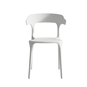 English Elm Stackable Plastic Dining Chairs Set of 4 White – Durable Injection-Molded Polypropylene, Waterproof, 150KG Capacity, Space-Saving Stackable Design W3788P372654