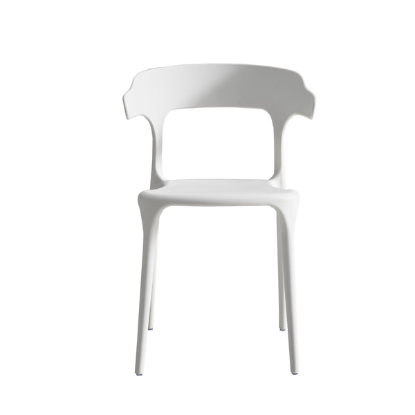 English Elm Stackable Plastic Dining Chairs Set of 4 White – Durable Injection-Molded Polypropylene, Waterproof, 150KG Capacity, Space-Saving Stackable Design W3788P372654