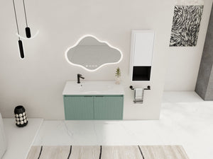 English Elm 36" Floating Bathroom Vanity with Drop-Shaped Resin Sink, Side Cabinet, Soft-Close Doors, Water-Resistant Finish W999S00332