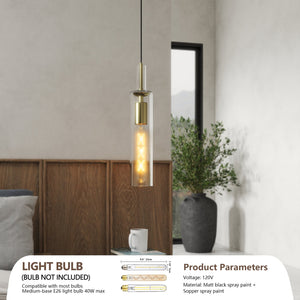 English Elm Gold Modern 3-Pack Pendant Lights with Clear Striped Glass Shades for Kitchen Island Dining Room W2312P375008