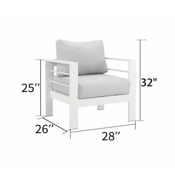 English Elm 4-piece Aluminum Outdoor Conversation Set with Rust-proof Matte Frame and Wpc Coffee Table Grey+White B082S00085