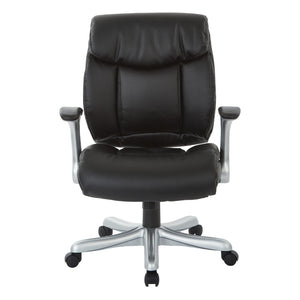 OSP Home Furnishings Executive Bonded Leather Office Chair with Lumbar Support Padded Arms and Ergonomic Tilt Silver/Black ECH8967R5-EC3