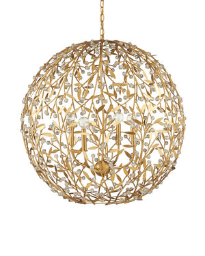 Currey & Company Secret Garden Gold Orb Chandelier - Elegant Biophilic Lighting With Handcrafted Crystal Accents Gold Crystal ,Wrought Iron 9000-1289-currey-company