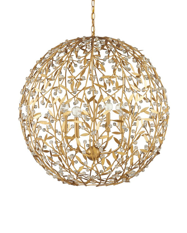 Currey & Company Secret Garden Gold Orb Chandelier - Elegant Biophilic Lighting With Handcrafted Crystal Accents Gold Crystal ,Wrought Iron 9000-1289-currey-company
