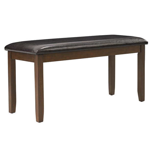 English Elm 6-Piece Farmhouse Dining Table Set With Bench & Chairs, Rustic Dark Walnut Finish For 6 People W1998S00065