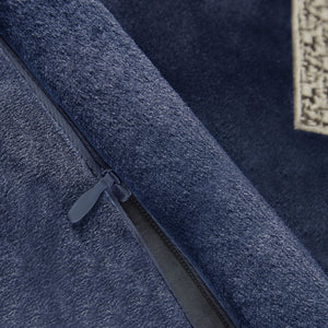 English Elm European Velvet Embroidered Geometric Pillow Sham with Metallic Stitching and Hidden Zipper Closure Navy 9.84 L x 1.72 W x 8.66 H B035128727