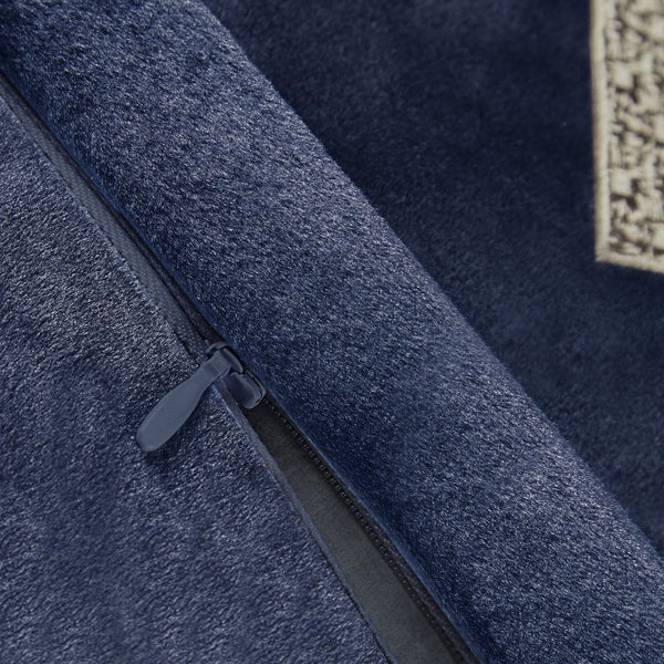 English Elm European Velvet Embroidered Geometric Pillow Sham with Metallic Stitching and Hidden Zipper Closure Navy 9.84 L x 1.72 W x 8.66 H B035128727