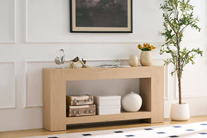 English Elm Rectangular Farmhouse Console Table Slim 63 Inch Mdf Wood Grain Entryway Sofa W2393P301831
