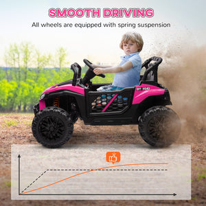 English Elm Qaba 12v Dual Motor Kids Ride on Utv Off Road Electric Car with Remote Control Pink W2225P249881