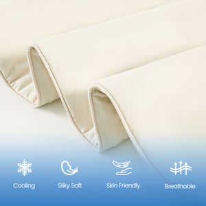 English Elm 1-piece Queen Cooling Comforter Nylon Spandex Shell Wave Quilted Breathable Lightweight Fill Ivory B035P408405