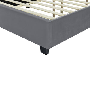 English Elm Queen Upholstered Platform Bed with Oversized Velvet Headboard, Built-In Shelves, Modern Comfort and Support for Relaxation Gray SF000138AAE