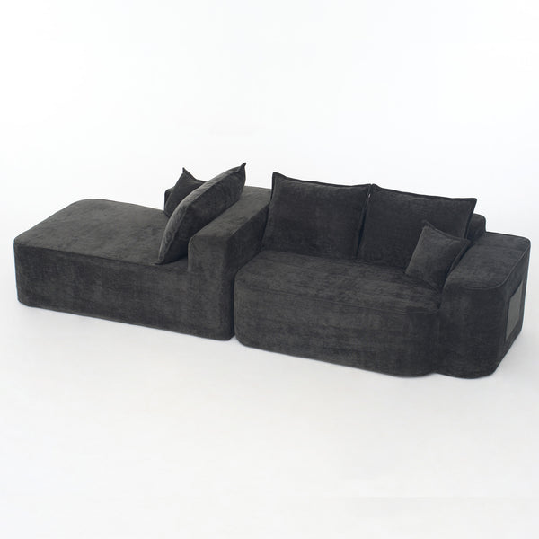 English Elm L Shaped Chenille Sectional with Deep Seats Modular Cloud Sofa for Living Room W3163S00104