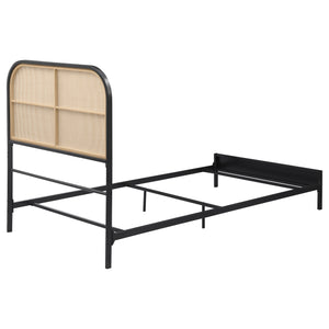 English Elm Kenneth Radio Weave Cane Full Bed Steel Frame with Woven Rattan Headboard B062P440085