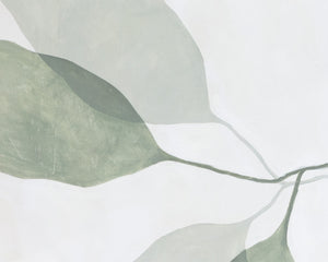 Sunpan Calm Nature-Inspired Wall Art Set of 2 – Hand-Painted Leaf Design in Natural Wood Frame, 40"x50"