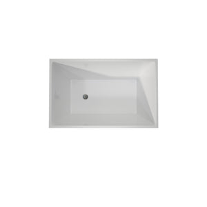 English Elm 43" Acrylic Freestanding Soaking Tub with Built-in Seat Glossy White Modern Bath T3785P380645