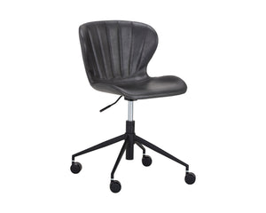 Sunpan Arabella Office Chair - Stylish Swivel Design with Channel Tufting, Black Steel Legs & Easy Mobility Bravo Portabella