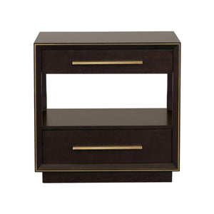 English Elm 2 Chic Two-Drawer Nightstand with Sparkling Acrylic Panels and Faceted Crystal Hardware for Glam Bedrooms Dark Brown B016P255632