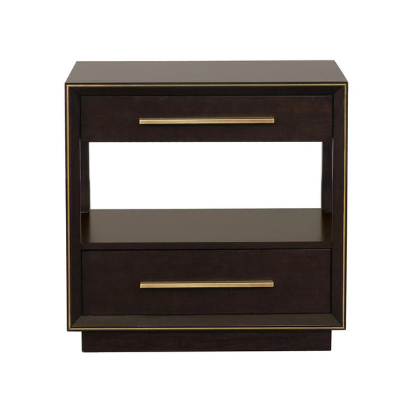 English Elm 2 Chic Two-Drawer Nightstand with Sparkling Acrylic Panels and Faceted Crystal Hardware for Glam Bedrooms Dark Brown B016P255632