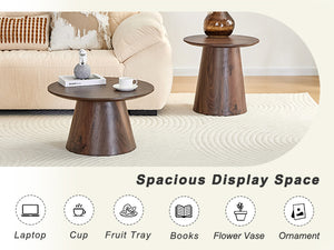English Elm Grey Wood Grain Round Coffee Table Low Profile Mdf Living Room Accent Piece W2920P404127