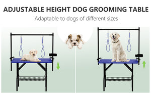 English Elm 36''large Folding Dog Grooming Table with Arm Noose Mesh Tray for Home Pet Care W3587P358723