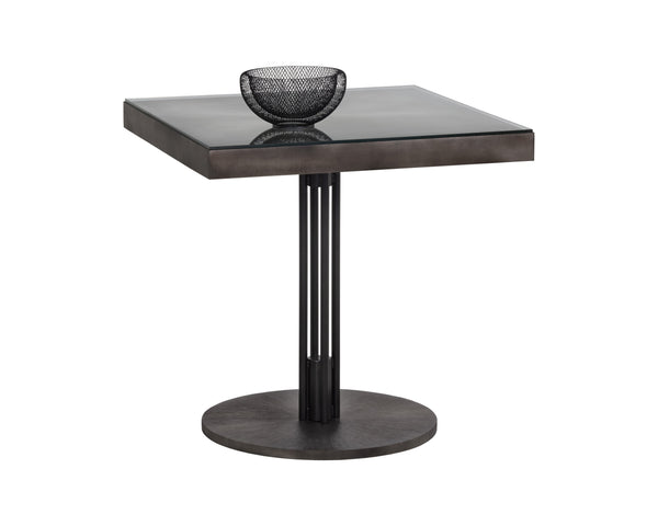 Sunpan Terry Bistro Table - Luxurious Glass Top with Exquisite Bronzed Gunmetal Frame and Unique Design Square - 30W x 30D x 30H